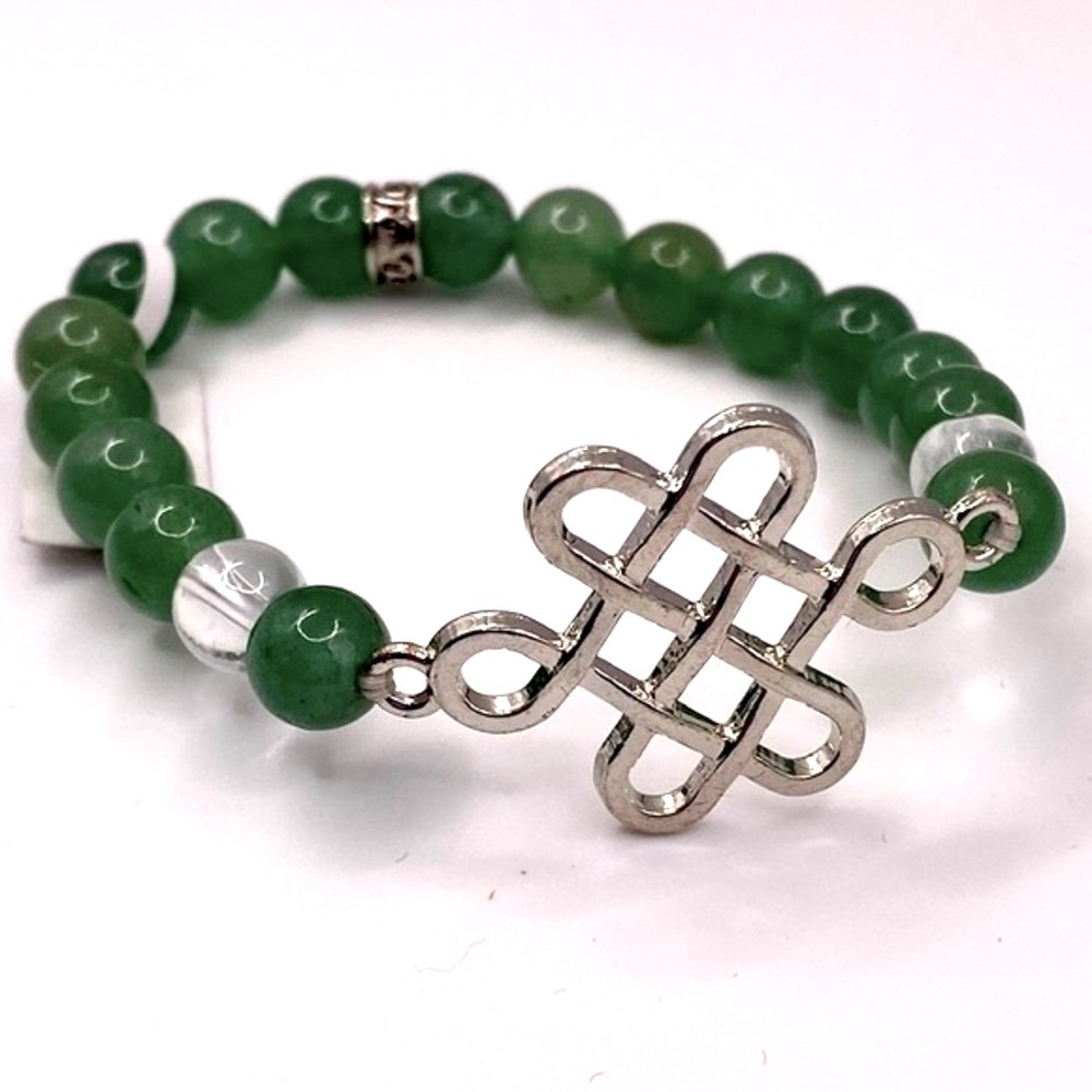 Celtic knot bracelet with aventurine beads, one size fits most NWT